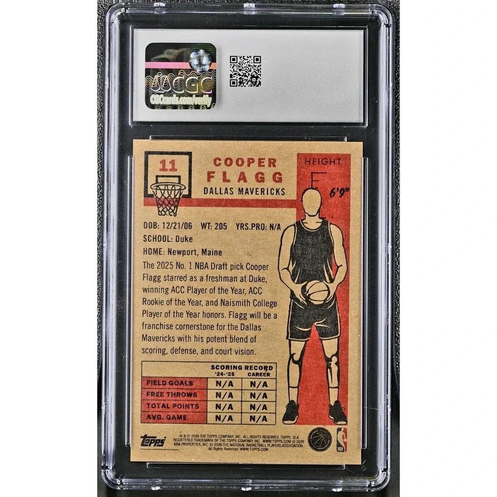 2025-26 Topps Living Set Cooper Flagg RC Rookie #11 Dallas Mavericks CGC 9 MINT